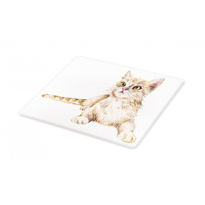 Hand Drawn Ginger Kitten Cutting Board