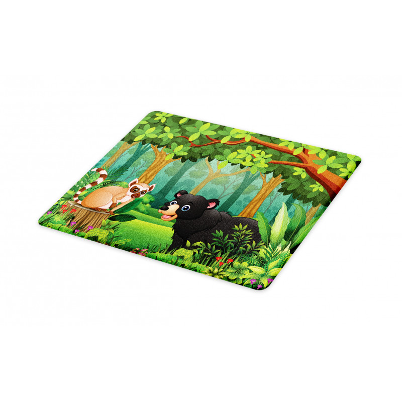 Wild Forest Life Bear Cartoon Cutting Board