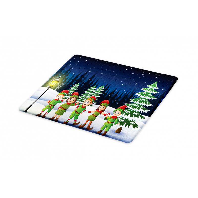 Snowing Forest and Children Cutting Board