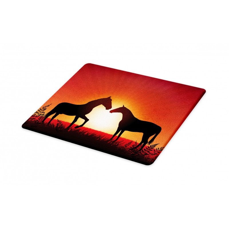 Horses Silhouette on Sunset Cutting Board