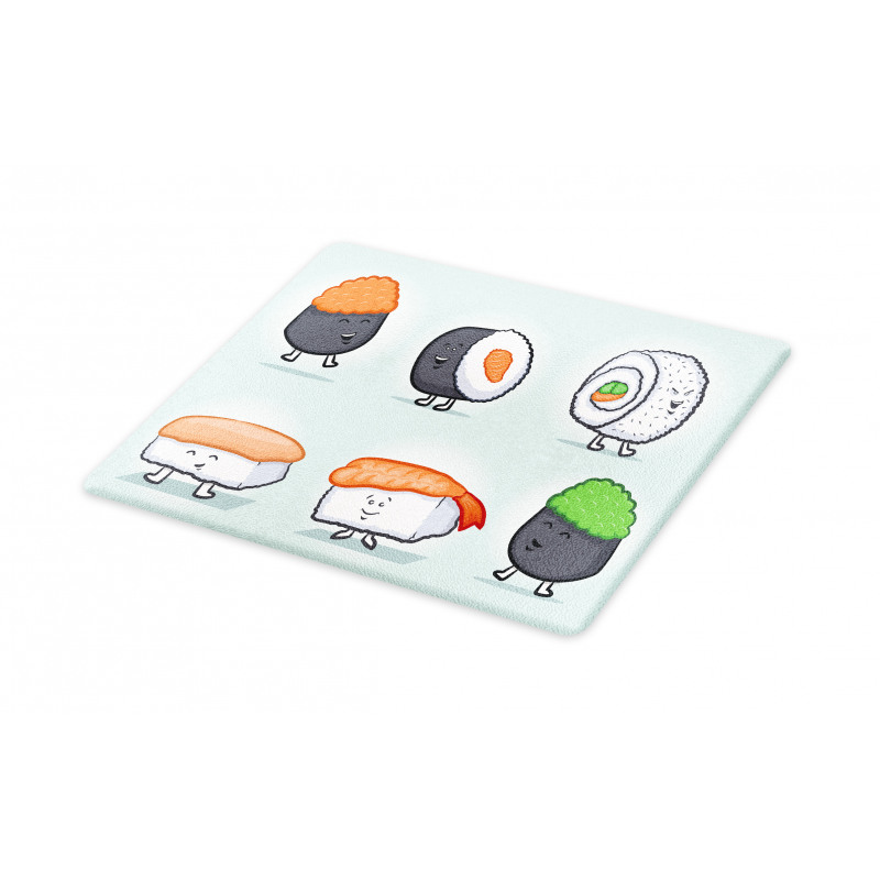 Funny Happy Sushi Characters Cutting Board