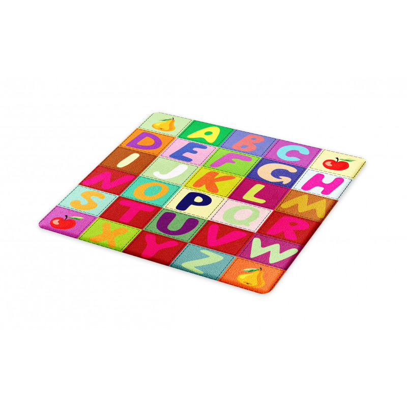 ABC and Fruits Squares Cutting Board