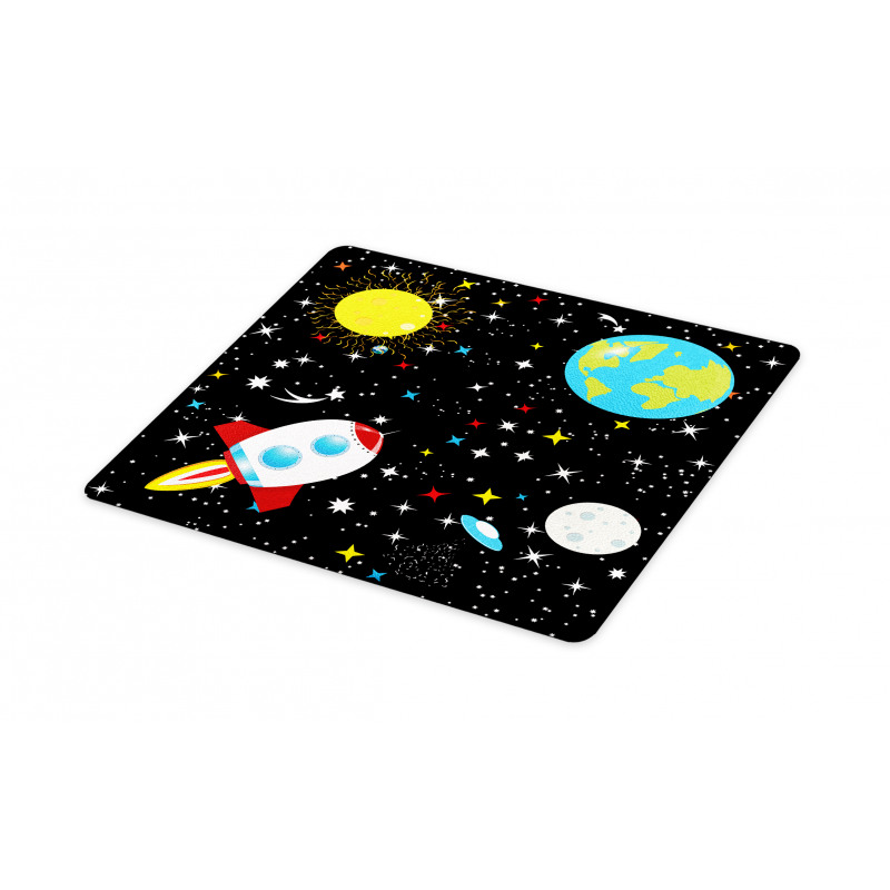 Stars Earth Moon Rocket Cutting Board