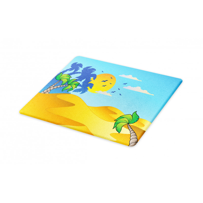 Cartoon Desert Landscape Palms Cutting Board