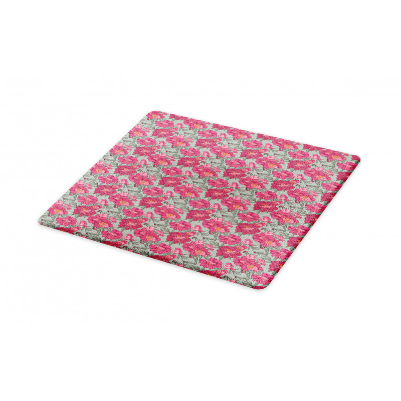 Budding Peony Flowers Leaves Cutting Board