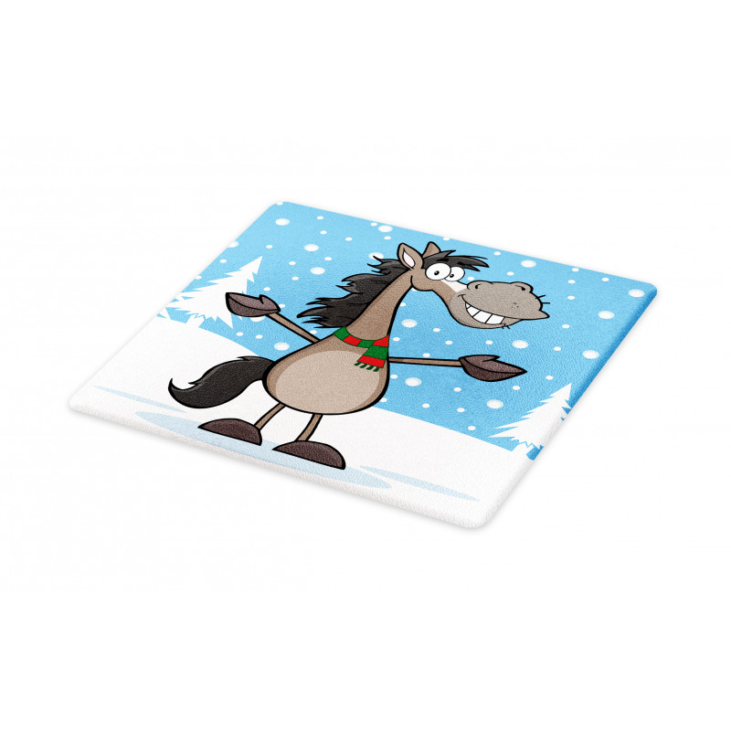 Mascot Horse Snowy Forest Cutting Board