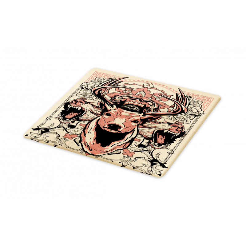 Floral Skull and Wolves Cutting Board