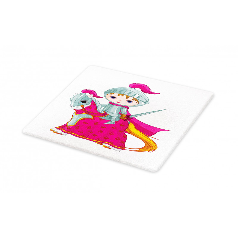 Knight Child on Horse Cartoon Cutting Board