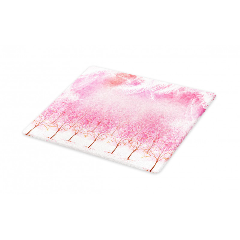 Cherry Trees Feathers Cutting Board