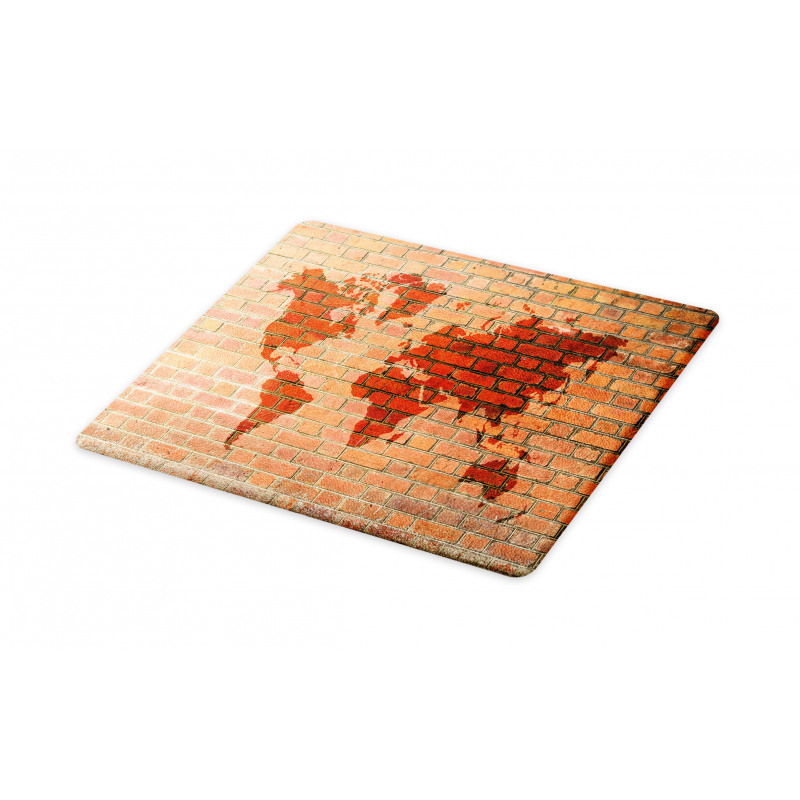 World Map on Brick Wall Cutting Board