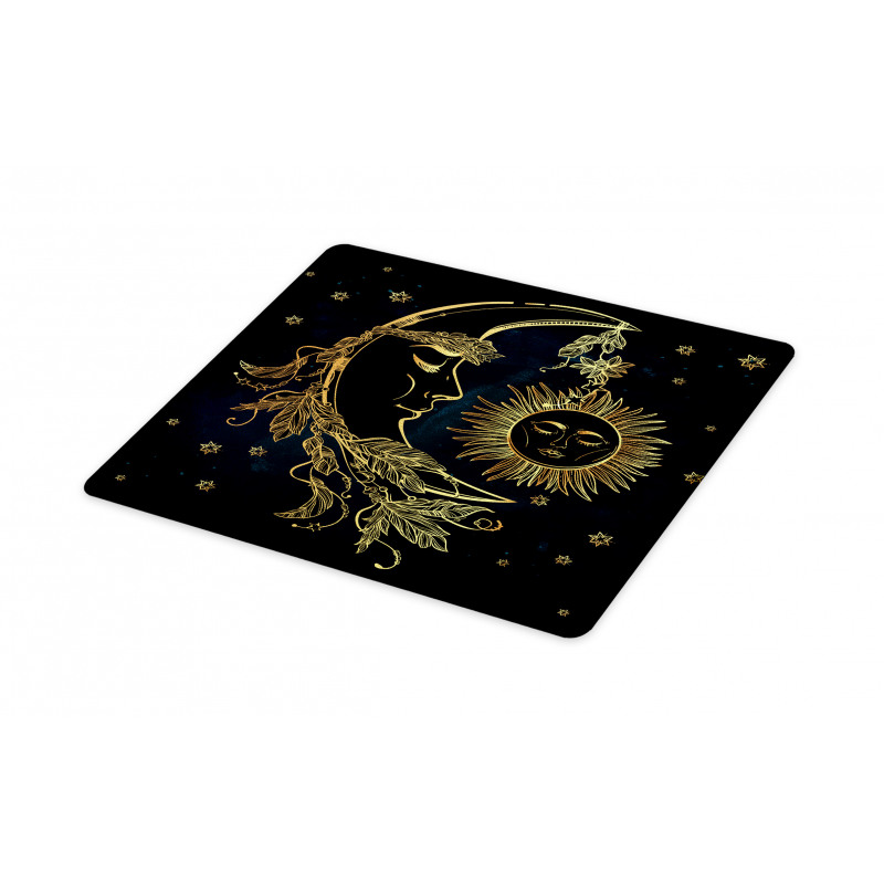 Moon with Boho Feathers Cutting Board