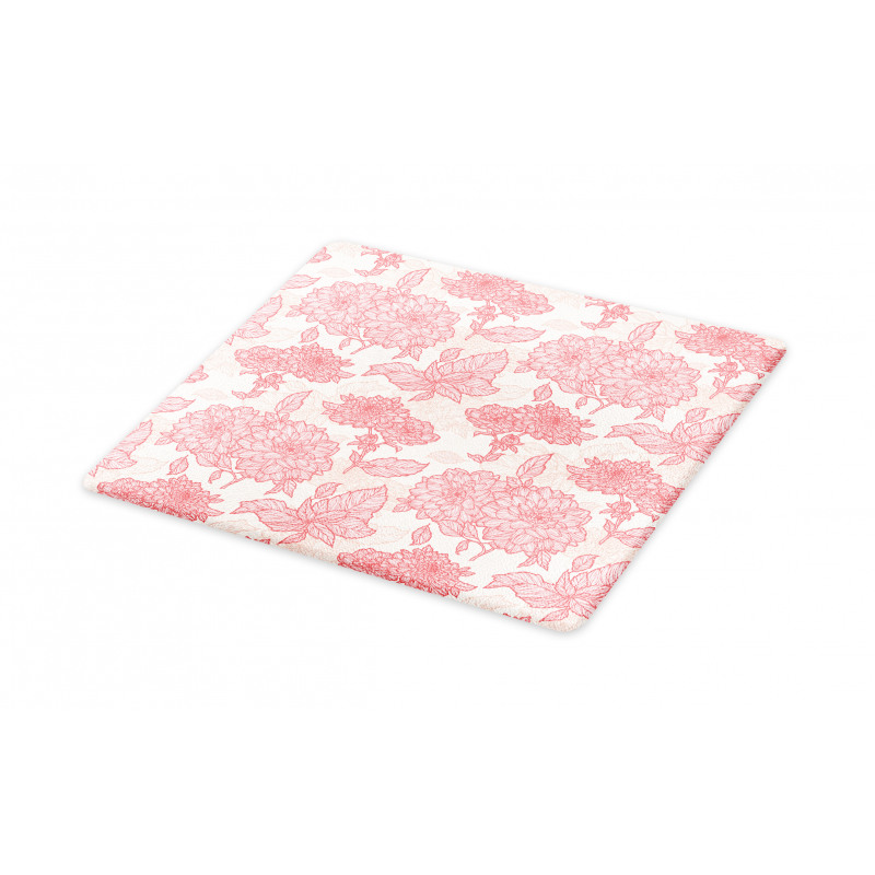 Pink Flowers and Leaves Cutting Board