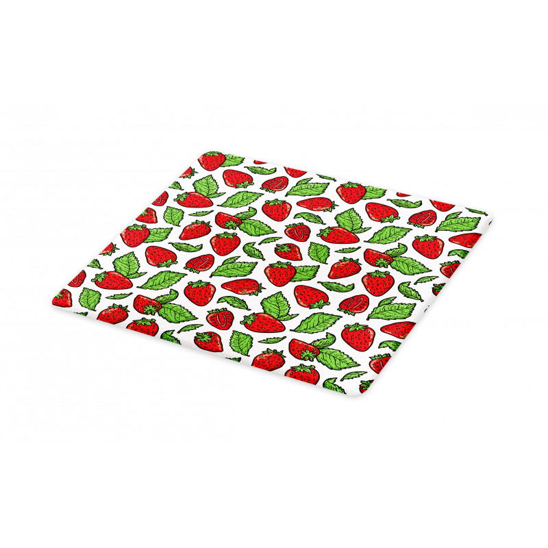 Juicy Strawberries Leaves Cutting Board