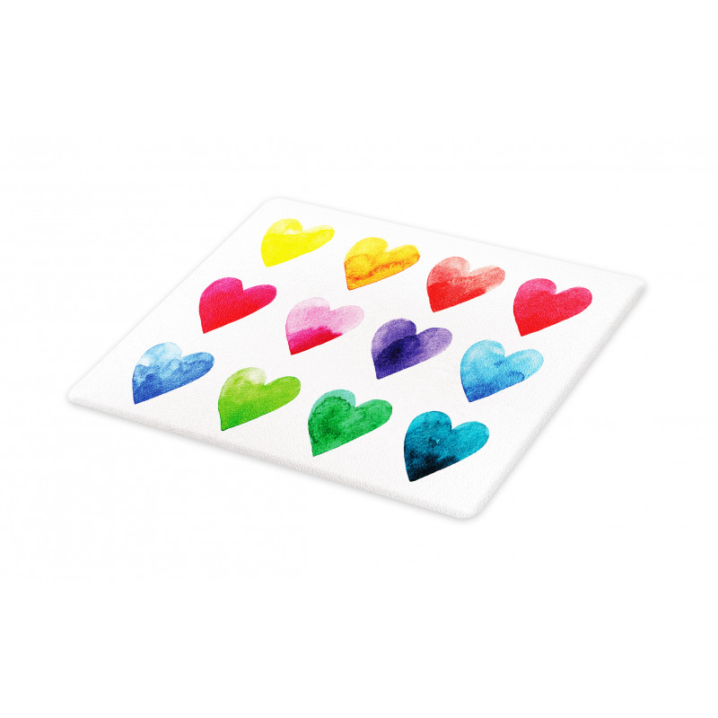 Rainbow Colors Hearts Cutting Board