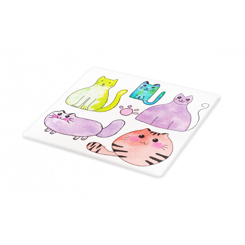 Cats in Watercolor Style Cutting Board