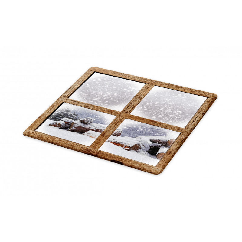 Rustic Snowy Woodsy Frame Cutting Board