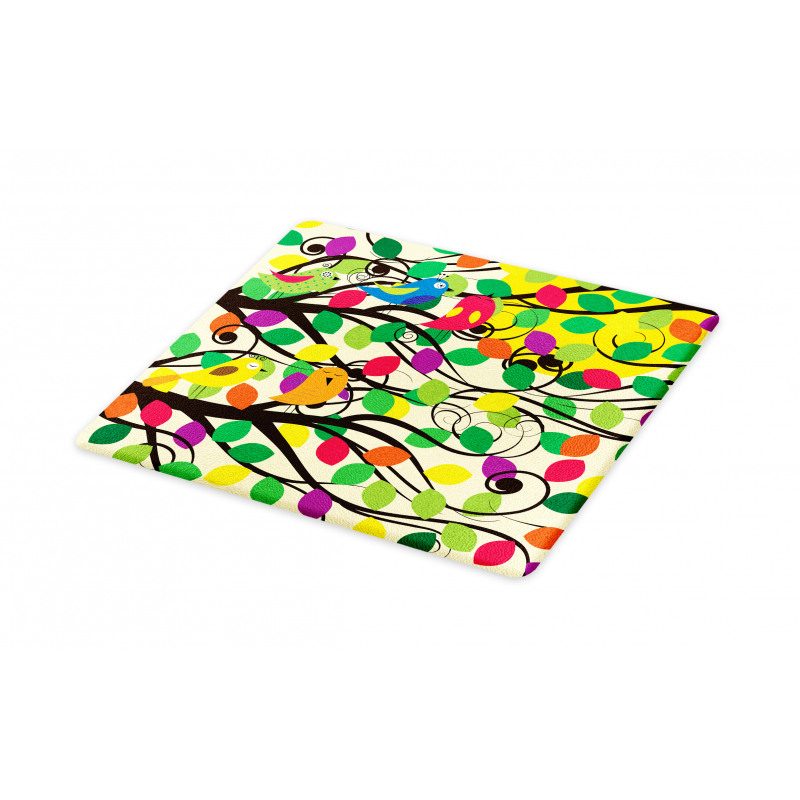 Happy Birds Colorful Tree Cutting Board