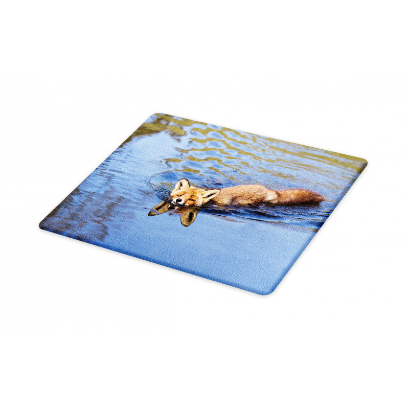 Fox Swimming in River Cutting Board