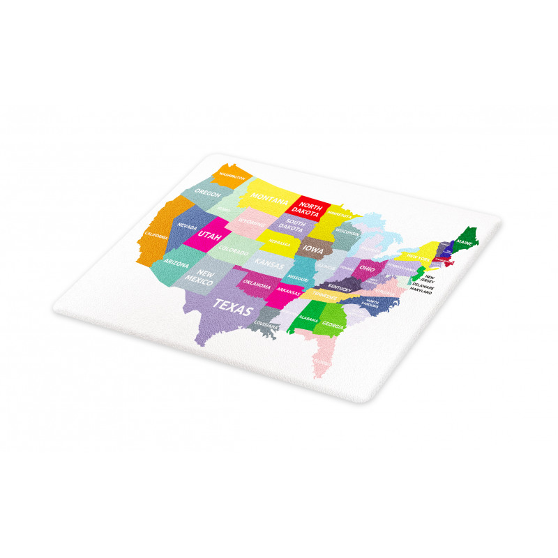 USA Map Colorful States Cutting Board