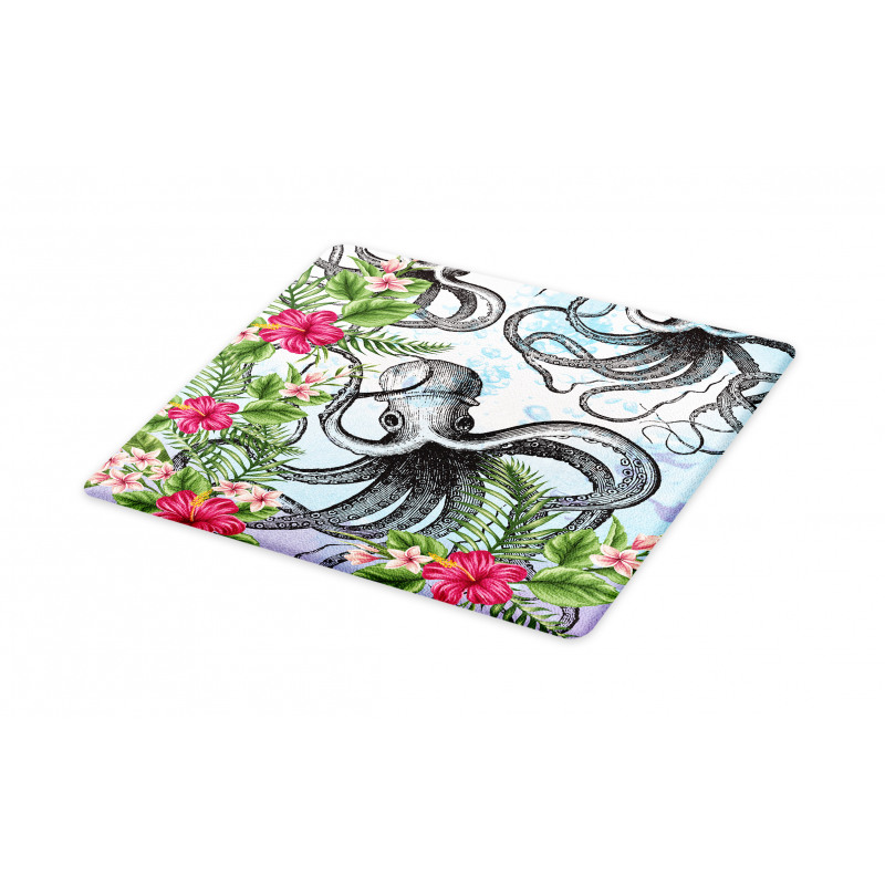 Tropic Hibiscus and Octopus Cutting Board