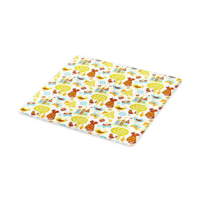 Cats Birds Butterfly Cutting Board