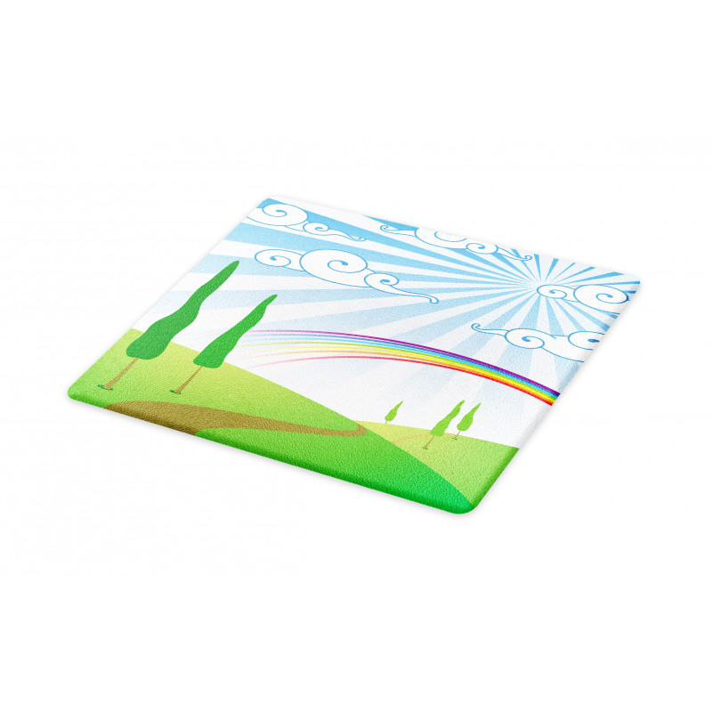 Rainbow on a Meadow Road Cutting Board