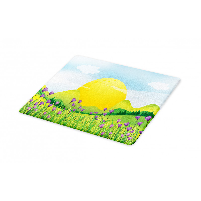 Mountains with Violets Cutting Board