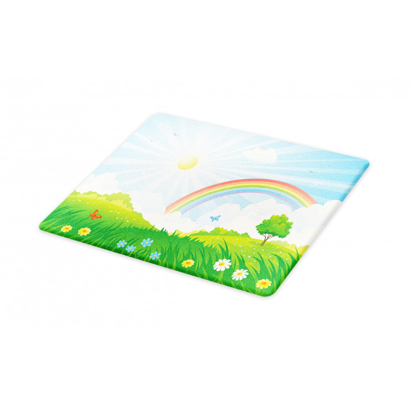 Sun and Rainbow Flowers Cutting Board