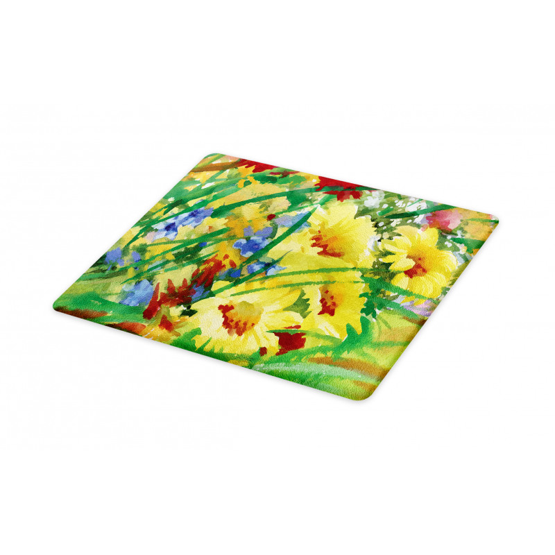 Watercolor Flower Field Cutting Board