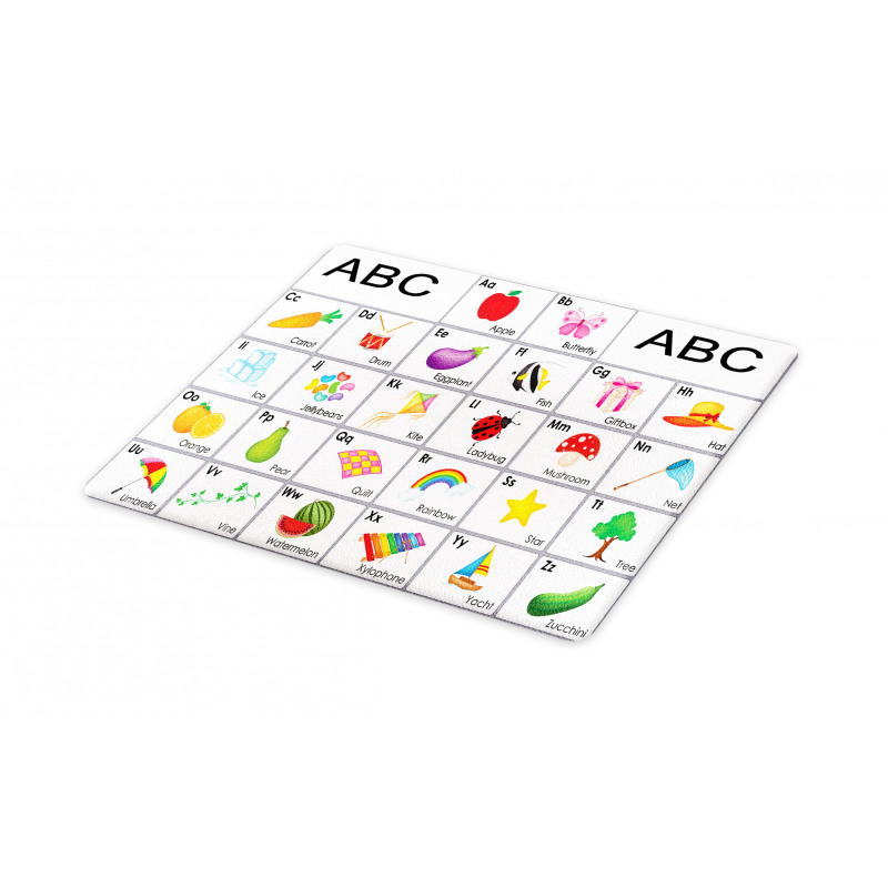 Squares with Letters Kids Cutting Board