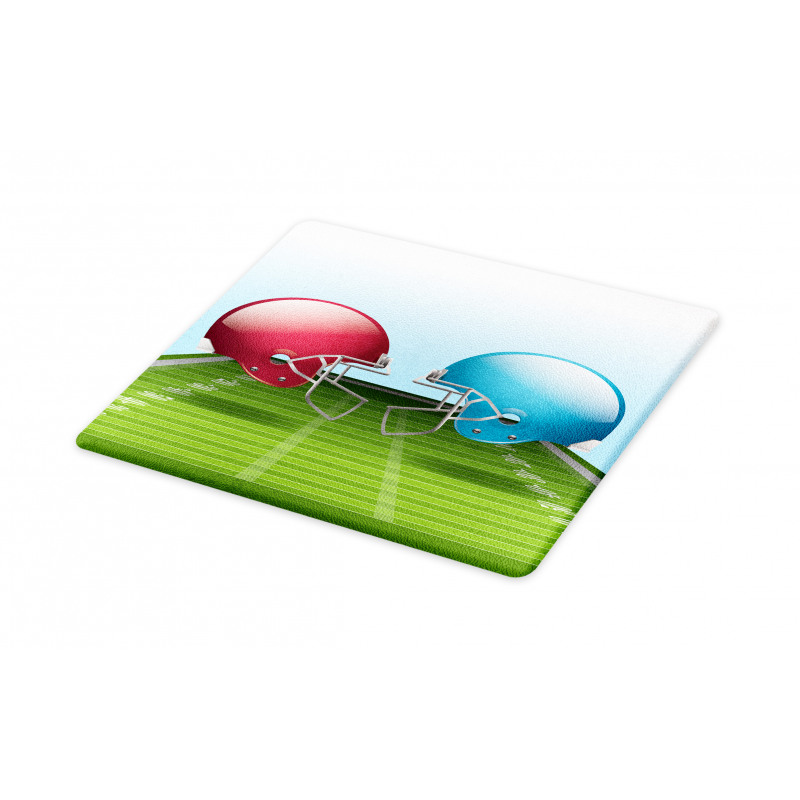 Football Hardhats on Field Cutting Board