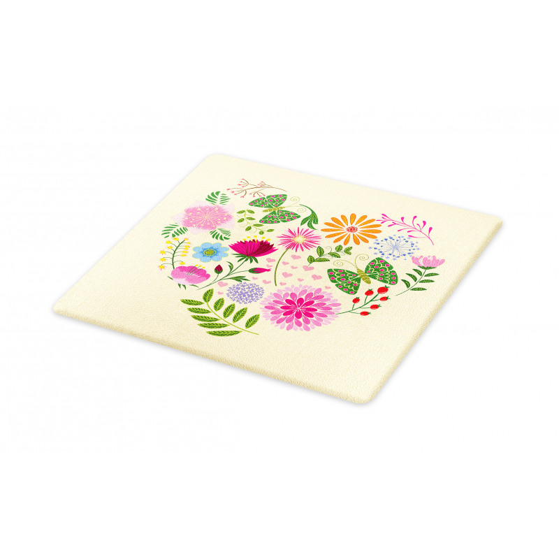 Colorful Flowers Butterflies Cutting Board