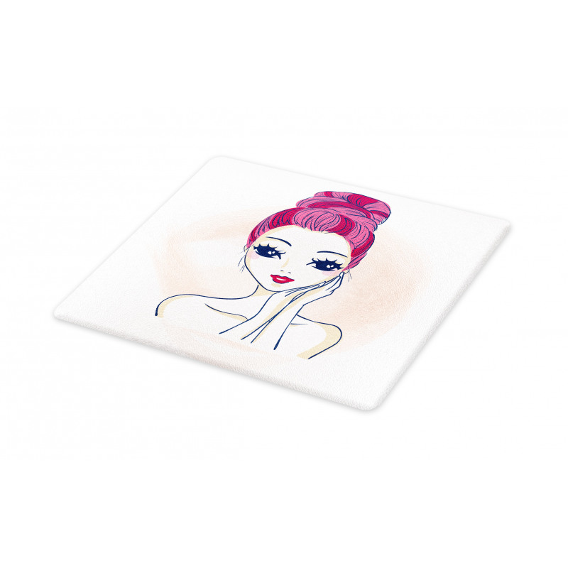 Pink Updo Bun Hairstyle Cutting Board