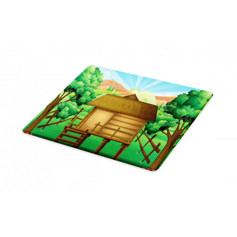 Wooden Hut Shelter and Sun Cutting Board