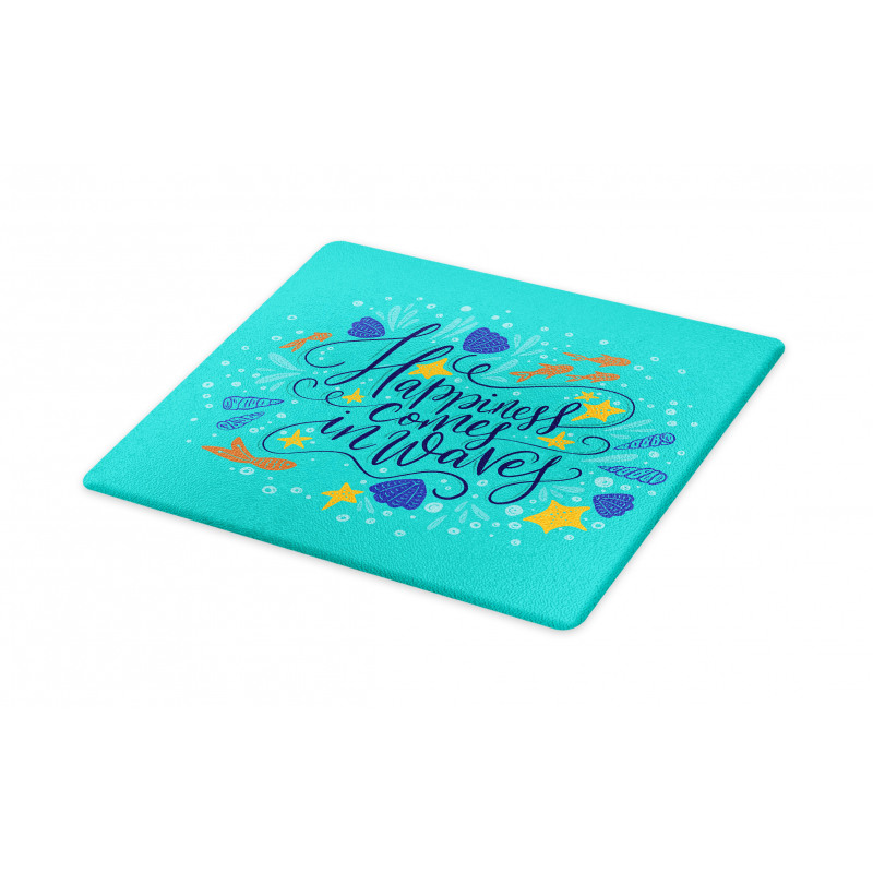 Seashell Starfish Teal Cutting Board