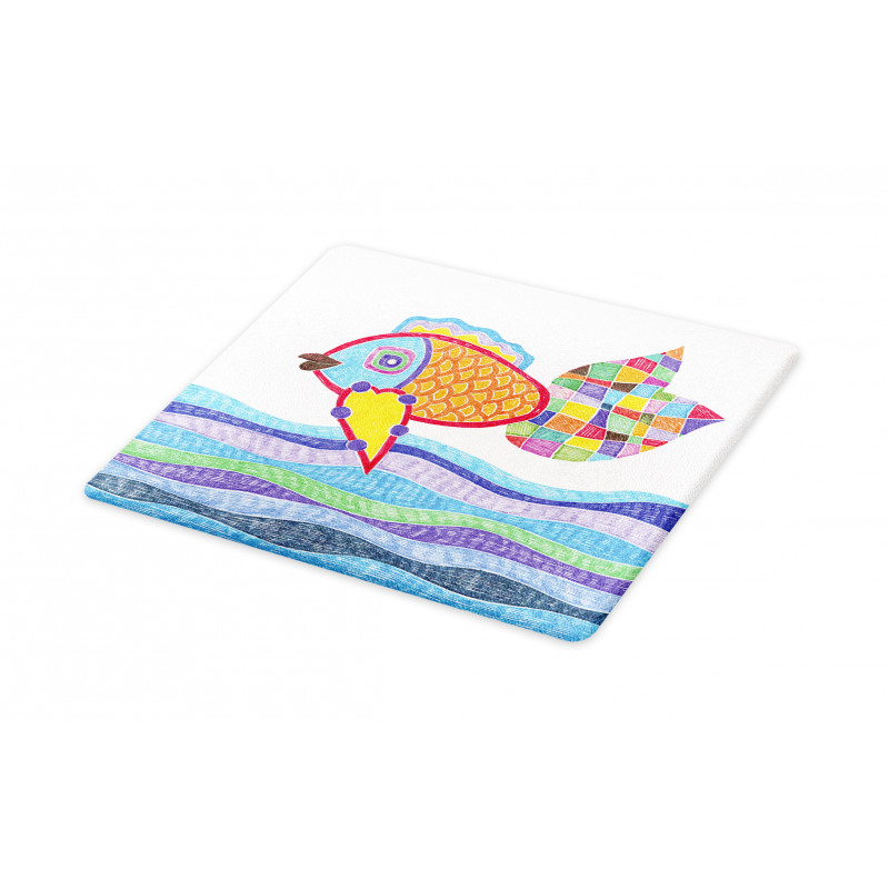 Fish Scales and Squares Doodle Cutting Board