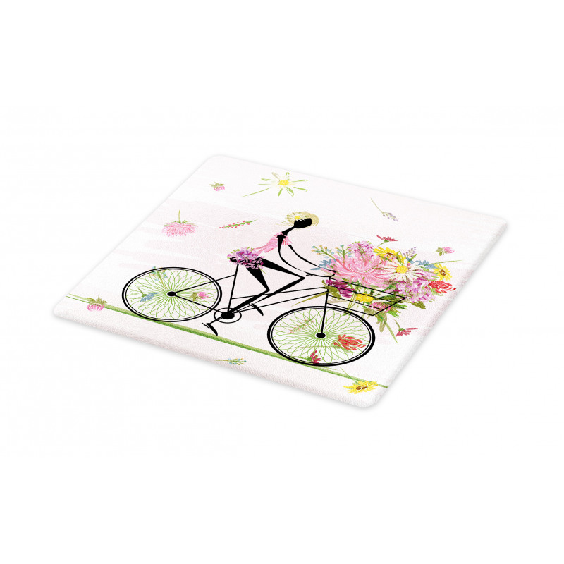 Girl Riding Bike Flowers Cutting Board
