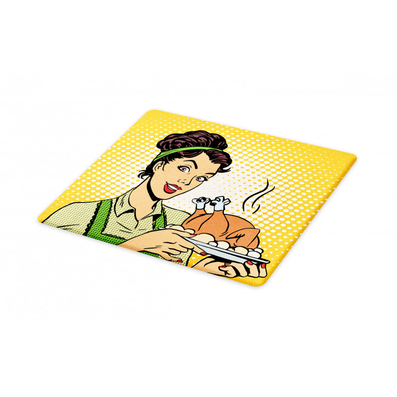 Woman with Cooked Chicken Cutting Board