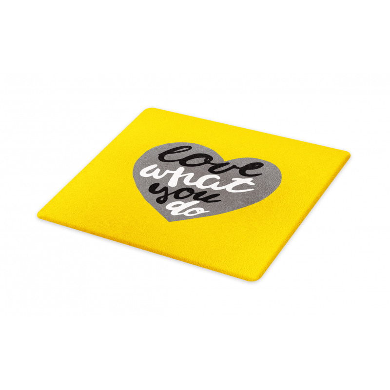 Greyscale Heart on Yellow Cutting Board