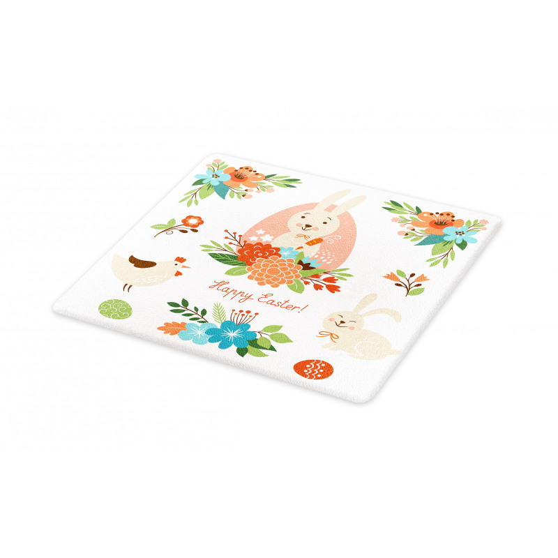 Pastel Bunny Flowers Cartoon Cutting Board