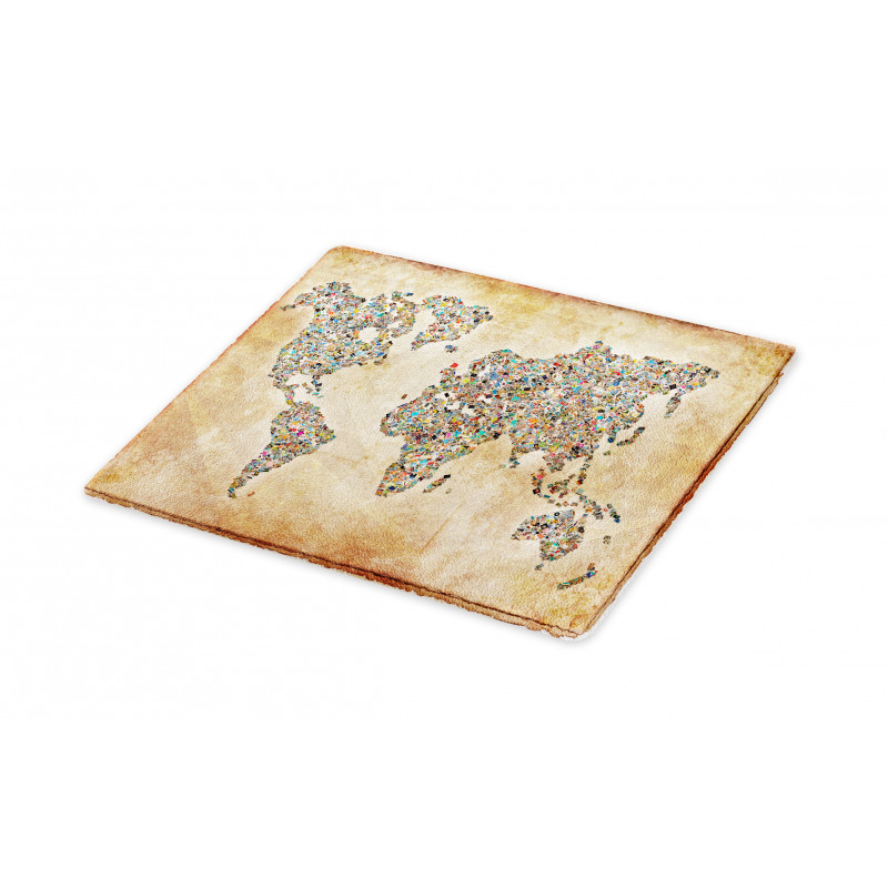 Vintage Collage World Map Cutting Board