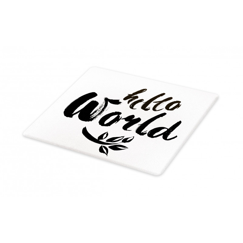 Brush Lettering Hello World Cutting Board