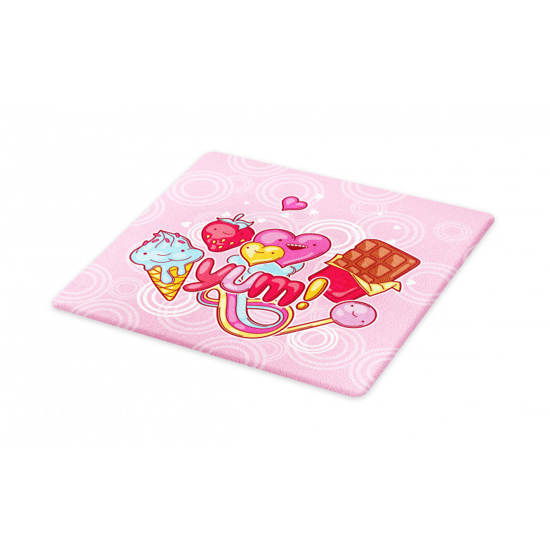 Heart Ice Cream Strawberry Cutting Board