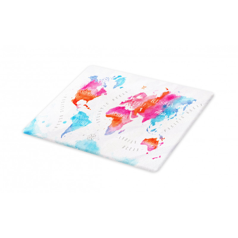 Watercolored World Map Cutting Board