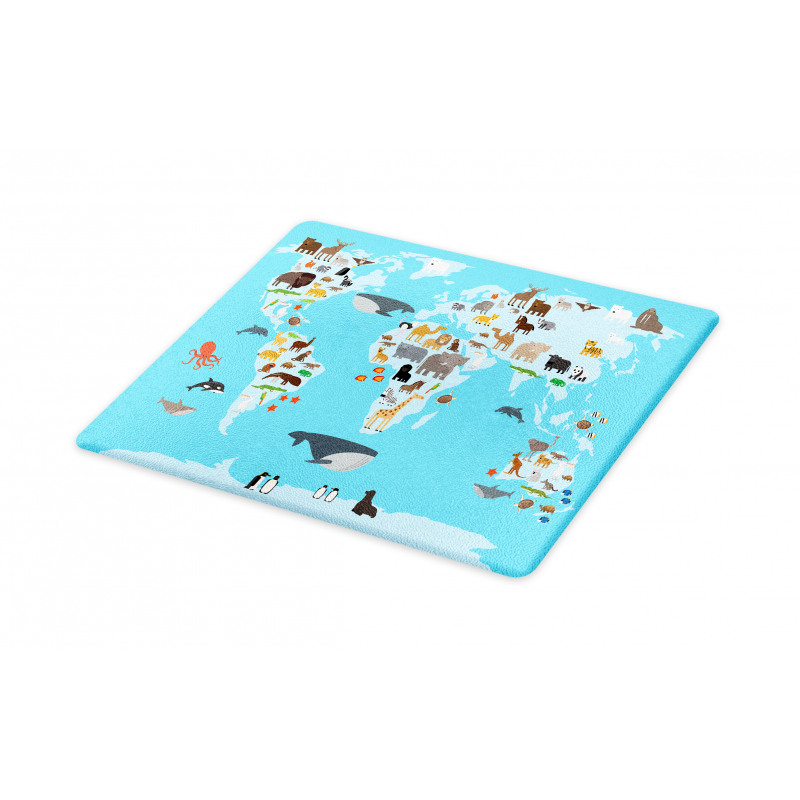 Guide Animals World Map Cutting Board