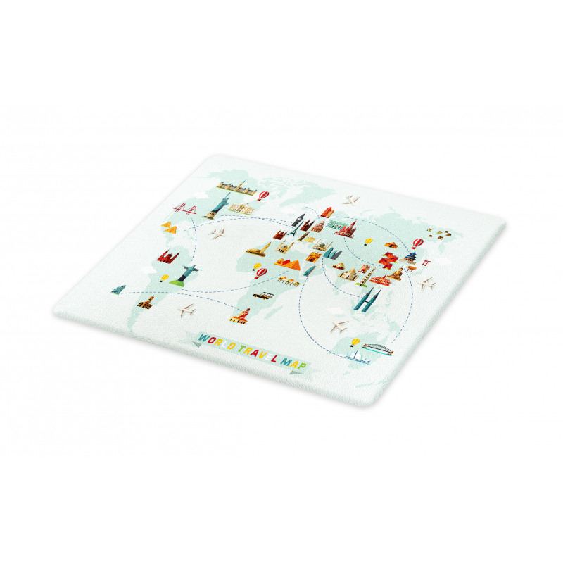 Famous World Travel Map Cutting Board