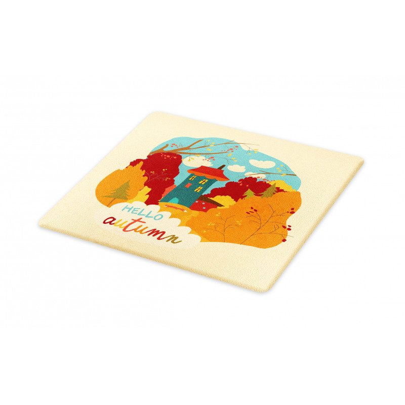 Fall Leaves Trees and House Cutting Board