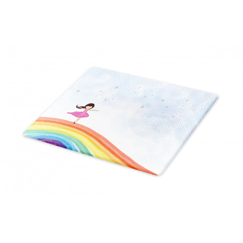 Girl Dances on Rainbow Cutting Board