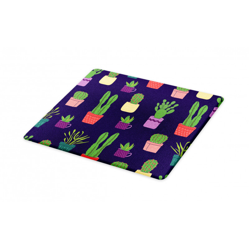 Colorful Pots Plants Cutting Board