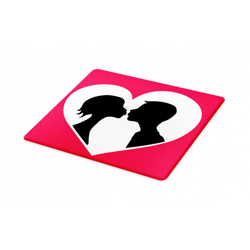 Couple Silhouette in Heart Cutting Board